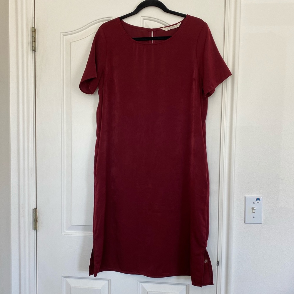 Red silk flowy dress